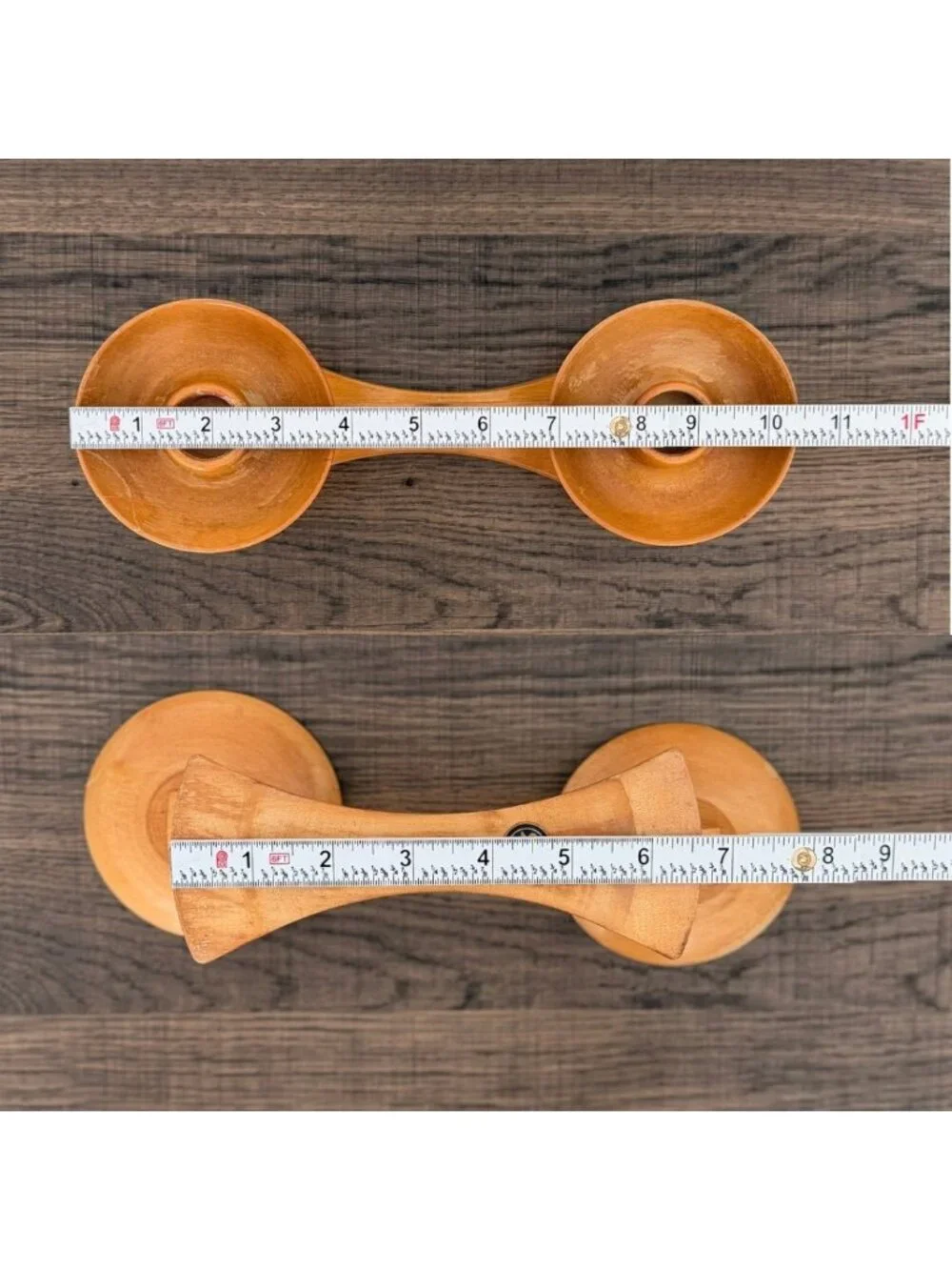 Vintage MCM‎ Wood Double Candle Holder Rotating Base Scandinavian Danish Modern